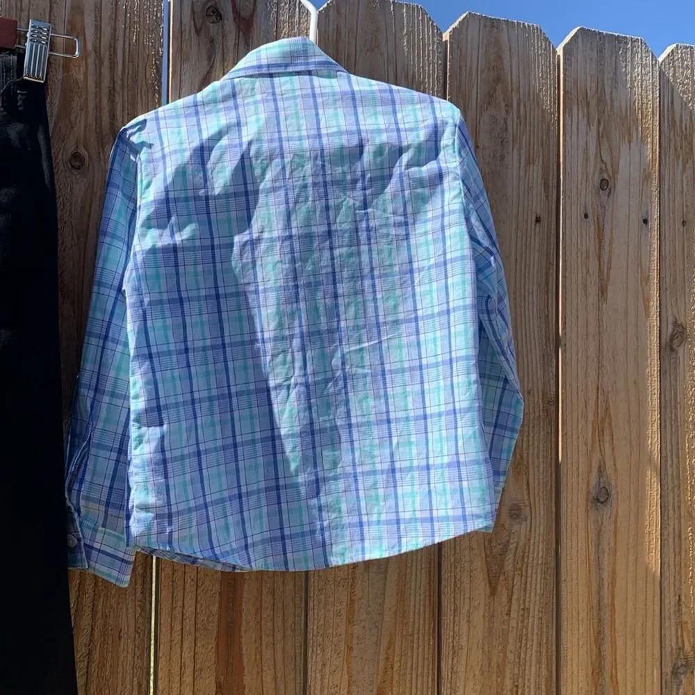 Take 50% OFF- IZOD Boys Plaid Button-Up Shirt and Black Pants Set, Size-4T